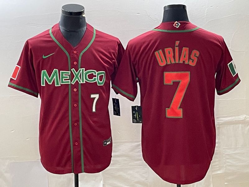 Men 2023 World Cub Mexico #7 Urias Red orange Nike MLB Jersey10